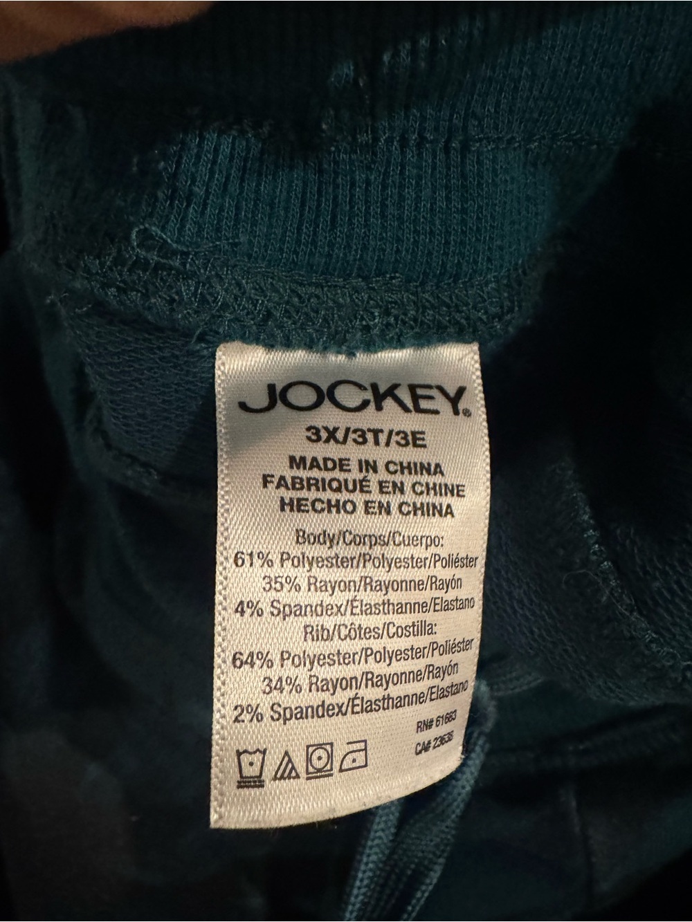Jockey Deep Teal Lounge Pants Women's 3X Plus Size Soft Comfy drawstring pants - Picture 3 of 6